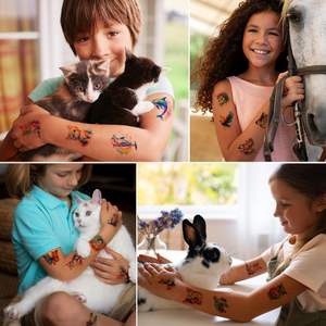 Tatuajes temporales de animales para niños, niñas y niños pequeños, pegatinas de tatuaje bonitas a prueba de agua, favores de fiesta de cumpleaños divertidos - Product Image 6