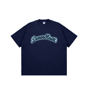 เสื้อยืดสำหรับผู้ชายพิมพ์ลายแบบเรียบง่ายผ้าฝ้ายแท้ทรงหลวมคอสั้นแขนสั้นสตรีทพิมพ์ลายตัวหนังสือผ้าไหมถักแฟชั่น - Product Image 3