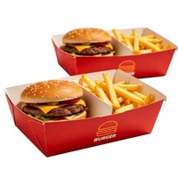 Envases de Alimentos Desechables Ecológicos Personalizados para Restaurantes, Comida Rápida, Hamburguesas, Papas Fritas, Cartón Corrugado con Recubrimiento UV