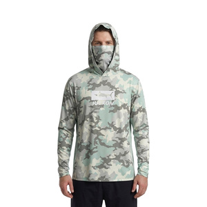 Sweat à capuche de pêche pour <span class=keywords><strong>homme</strong></span> grande taille avec <span class=keywords><strong>masque</strong></span> intégré, imprimé par sublimation motif camouflage menthe et illustration Mahi Mahi, imperméable et respirant 100% - Product Image 2