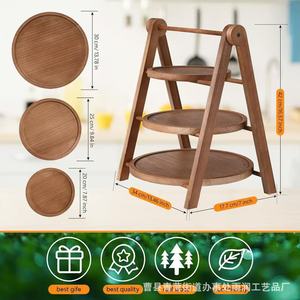 Wooden <b>Cake</b> <b>Stand</b> <b>3</b> <b>Tier</b> Round Reusable Wedding Party Dessert Display Rack - Product Image 4