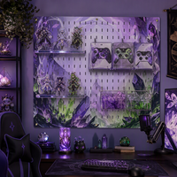Toile de fond personnalisée pour panneau perforé avec fentes ovales pour contrôleurs de jeu de style pixel, objets de collection et bacs