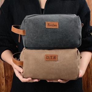 Neceser de Viaje Personalizado - Bolsa de Aseo <span class=keywords><strong>para</strong></span> Hombre - Bolsa de Afeitar de Lona con Nombre Personalizado - Estuche de Maquillaje de Gran Capacidad - Product Image 2