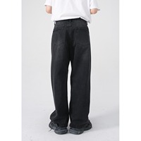 Jean droit à jambes larges personnalisé de haute qualité pour hommes, pantalon ample en jean denim gris noir pour hommes