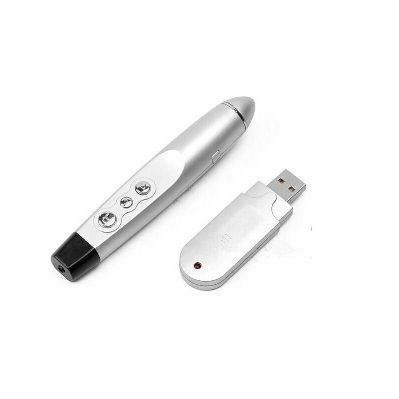 Electronic Metal Pen <strong>Remote</strong> Control PPT Presenter Page Turning <strong>Pointer</strong> Pen with <strong>Green</strong> <strong>Laser</strong> Light USB Rechargeable Long Range