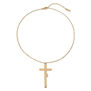 कस्टम गोल्ड प्लेटेड स्टेनलेस स्टील नाम पत्र पेंडर हार-व्यक्तिगत रचनात्मक क्रॉस डिय यूनिसेक्स उपहार - Product Image 5