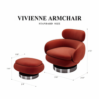 Canapé simple en cuir rouge Vivienne de design italien, fauteuil lounge moderne de haute qualité