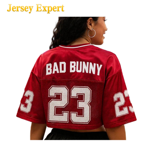 Nuovo Design Crop Top Oversize da Donna, MOQ Basso, Logo Personalizzato, Manica 3/4, Spalla Scesa, Maglie da Calcio, T-Shirt Boxy da Donna - Product Image 6