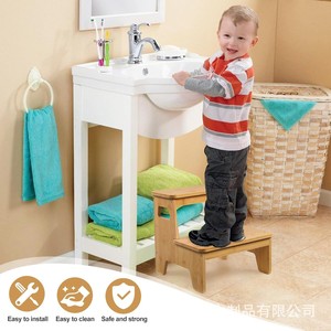 Taburete de cocina multifuncional de dos niveles para educación temprana transfronteriza, con lavabo para bebé, de madera maciza, con peldaños altos y bajos. - Product Image 3