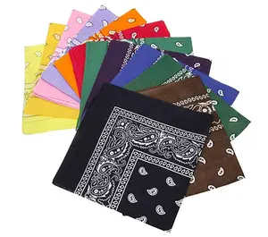 Venta caliente de 100% algodón, logotipo de impresión personalizado bandanan bufanda venta al por mayor suave clásico paisley bandana
