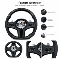 Volant en fibre de carbone et cuir avec boutons multifonctions, palettes de changement de vitesse, design sportif et luxueux, affichage LED, directement de l'usine