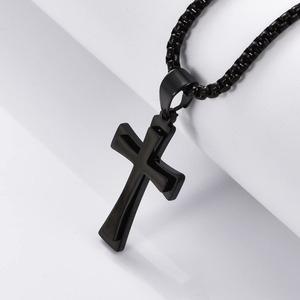 Collier pendentif croix vintage en acier inoxydable, style punk, chaîne pour homme, bijou cadeau - Product Image 6