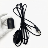 Cordon d'alimentation tressé en tissu noir homologué UL avec variateur de luminosité UL et prise américaine E26, kit de suspension DIY pour l'Amérique du Nord