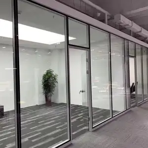 佛山工厂铝框墙滑动玻璃门隔断