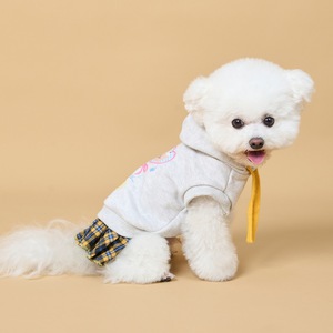 Pet Hoodie With Plaid Skirt Fleece Lined Winter Spring Autumn <b>Clothes</b> <b>For</b> <b>Small</b> <b>Dogs</b> - Product Image 2