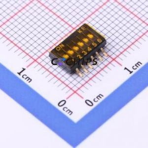 DSHP06TSGER DIP Switch SMD-12P,5.4x9.2mm Switch Single Pole Single Throw 6 1.27mm 25mA - Product Image 1