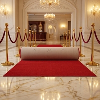 Maschinell Gefertigter Niedrigfloriger Roter Flur-Läufer, Strapazierfähiger Polyester-Teppich für Hotel, Hochzeit, Events und Heim-Dekoration