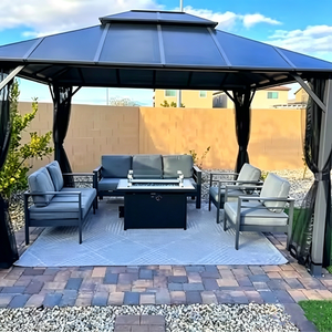 Fauteuils de jardin PRUNIA en métal, <span class=keywords><strong>2</strong></span> pièces, en aluminium résistant aux intempéries, style contemporain, avec coussins gris - Product Image 4