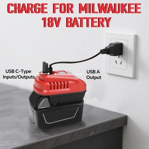 Adaptateur de batterie USB 2 en 1 100W pour <span class=keywords><strong>chargeur</strong></span> <span class=keywords><strong>Milwaukee</strong></span> 18V avec charge <span class=keywords><strong>rapide</strong></span> bidirectionnelle de type C et USB pour appareil électrique - Product Image 3