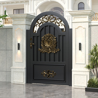Porte de jardin moderne en alliage d'aluminium, bois et verre, design contemporain, étanche, à ouverture latérale, pour appartement et cour.