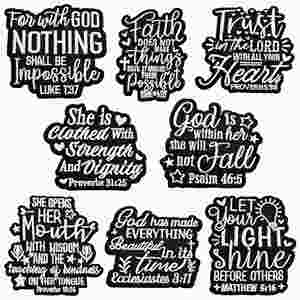 Nouvelle broderie thermocollante simple noir et blanc avec des mots chaleureux pour la décoration des vêtements et des sacs à dos - Product Image 1