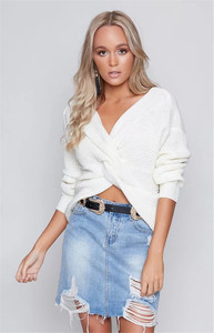 <span class=keywords><strong>Pull</strong></span>-over en coton à col en V pour <span class=keywords><strong>femme</strong></span>, style européen et américain, collection printemps-automne, best-seller sur eBay et <span class=keywords><strong>AliExpress</strong></span> - Product Image 2