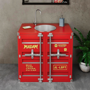 Lavabo a colonna in stile industriale con mobile integrato, lavandino commerciale per bagni industriali - Product Image 3