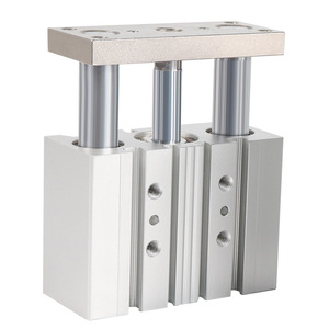 Cylindre pneumatique à trois axes Airtac Tcm25x10 avec tige de guidage, corps en aluminium, connexion filetée, série magnétique - Product Image 1