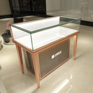 Mostrador de Joyería de Diseño Personalizado, Móvil, de Madera Contrachapada, con Vitrina de Vidrio para Exhibición en Tiendas de Joyería - Product Image 5