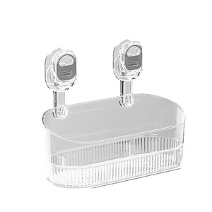 Estante de almacenamiento para baño con ventosa, montado en la pared, transparente, gris, marrón, rectangular, duradero, soporte de esquina para cosméticos - Product Image 5