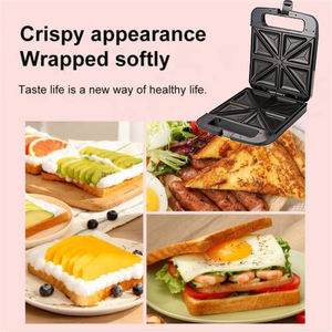 Parrilla de aluminio de 4 agujeros Donut Cake Snack Plate Electric Arepa Maker con superficie antiadherente 4 rebanadas Sandwich Maker Machine - Product Image 5