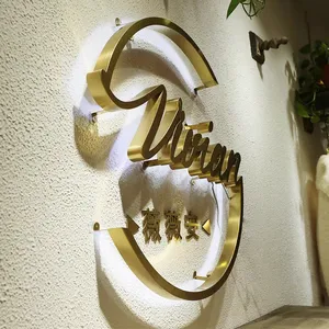 Nuovo stile acrilico logo bianco con luce a LED, logo commerciale del salone di bellezza, boutique e barbiere
