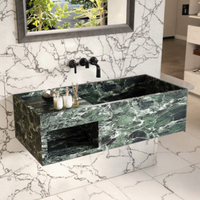 Évier de salle de bain en marbre de pierre moderne de luxe, bord étroit, profond, étanche, poli, pour la cuisine, l'extérieur