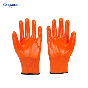 SAILGOOD舒适耐用泡沫聚氯乙烯涂层尼龙工作手套弹性贴合防智能触摸机洗安全手套
