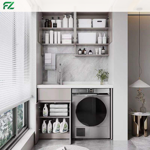 Mueble de Baño Moderno de Aleación de Aluminio Ecológico con Gran Capacidad de Almacenamiento, Lavadora Integrada y Lavabo Doble - Product Image 3
