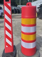 Baril de sécurité routière réfléchissant en plastique PE portable empilable de 1100 mm avec base en caoutchouc