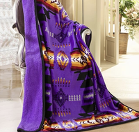 Jeté en jacquard doublé en sherpa, motif sud-ouest (impression navajo), respirant et écologique, technique de tricotage personnalisée