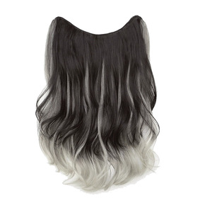 Extensiones de cabello con degradado de colores, 48 cm, fibra Kanekalon, sin pegamento, invisibles, sin costuras, para mujer, peluca larga y rizada realista - Product Image 5