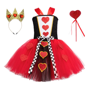 Costumes de films et de séries télévisées, nouvelle arrivée, robe tutu rouge <span class=keywords><strong>Reine</strong></span> des Cœurs, ensemble corset, filles, enfants, Halloween, costume de cosplay de fée - Product Image 1