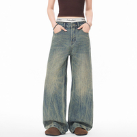 Ensemble de jeans en denim pour homme, nouveau style, denim délavé rétro américain, pantalon décontracté ample à jambes larges pour homme