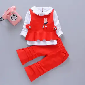 Girls' Spring and Autumn Flare Pants Set 0-1-2-3-4 Years Old Cute Girls' Long Sleeve Three-Piece Children's Wear Set Fashion