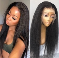 Perruques naturelles abordables en cheveux humains vietnamiens bruts, style Yaki Kinky Straight, avec dentelle frontale 13x4 HD et cuticules alignées
