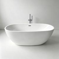 Baignoire autoportante ovale moderne en acrylique pur, écologique, minimaliste, personnalisée, blanc brillant, avec massage par jets d'air