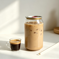 Bocaux en plastique PET de qualité alimentaire en gros, 355 ml, transparents, avec couvercle en aluminium pour thé aux perles, jus, café, boissons et eau pétillante