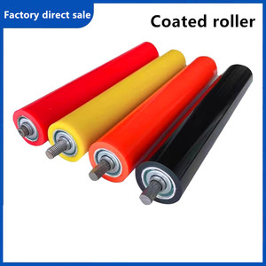 Il rullo di gomma rivestito di gomma Non alimentato del rullo di gomma del poliuretano del trasportatore a rulli può essere fatto su misura - Product Image 2