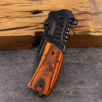 Couteau pliant à lame en acier inoxydable de 4,75 pouces, revêtement noir, manche en bois, couteau de poche tactique d'extérieur pour le camping