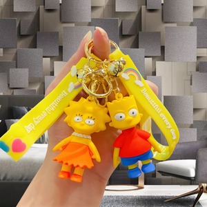 Porte-clés <span class=keywords><strong>figurines</strong></span> de la famille Simpson, sacs de couple, accessoires suspendus, porte-clés de voiture créatifs en gros - Product Image 3