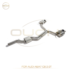 Sistema de escape de acero inoxidable OUCHI Catback de rendimiento para <span class=keywords><strong>Audi</strong></span> <span class=keywords><strong>A6</strong></span> A7 C8 2,0 T silenciador de válvula de resonador de tubo delantero - Product Image 3