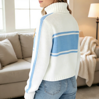 Pull-over en tricot jacquard 100 % coton pour femme, col rond, décontracté, respirant, hiver, haute qualité, ODM, 7GG, vente en gros sur mesure