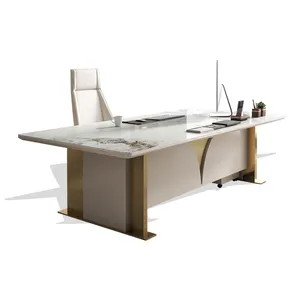 طاولة عمل من الأحجار المتكلسة بتصميم إبداعي طاولة كمبيوتر فاخرة مضيئة للمكتب طاولة عمل عالية الجودة للمدير طاولة عمل مبتكرة